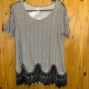 Maurices Black and White Patterned Blouse